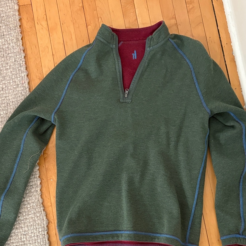 Men's Maroon and Green reversible Half-Zip Sweater   - No tag